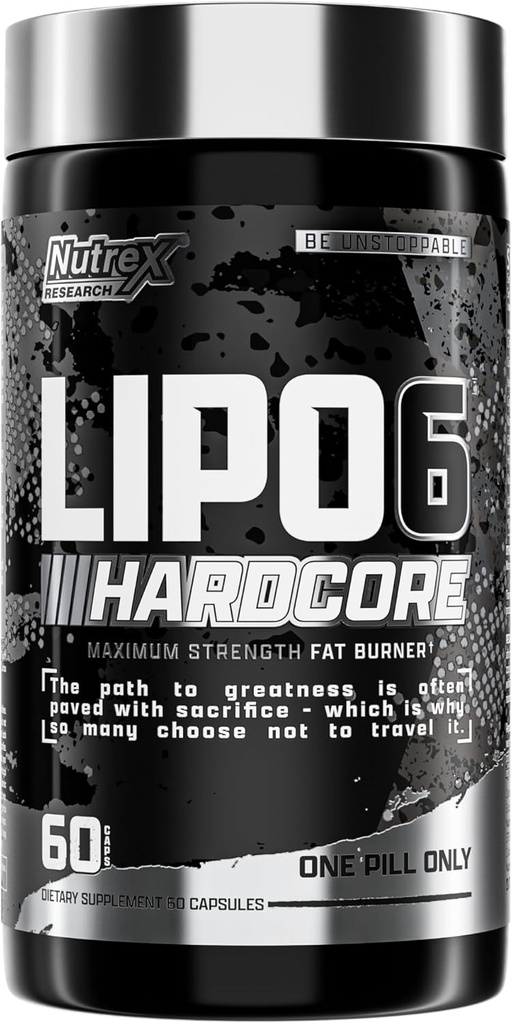 Nutrex Investigación Lipo-6 Suplemento Hardcore, apoya el metabolismo & energía, cápsulas dietéticas – 60 cuenta