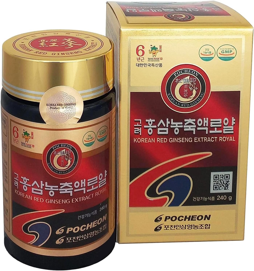 Pocheon 240g(8.5oz), 100% Pure Korean 6Years Root Panax Red Ginseng Extract Royal, 70% Solid State, Saponin, Natural Immune Support