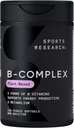 Sports Research® Vitamina B-Complex - Espectrum completo de vitaminas B con bicarbonato metilado - sin gluten · base vegetal · no GMO · Fórmula Vegan-Friendly - 120 Veggie Softgels