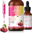 Vitamina B12 5000 mcg Liquid Drops All Natural Plant Superfood Healthy Energy Brain Booster Neuron Soporte Nervous System Natural Energy Mood Memory 60ml Net Wt Cherry Flavor