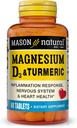 MASON NATURAL Magnesio &amp; Vitamina D3 con Turmérico, 60 Day Supply Suplemento dietético con 500 mg Magnesio, 3000 IU Vitamina D3, y 150 mg Turmérico
