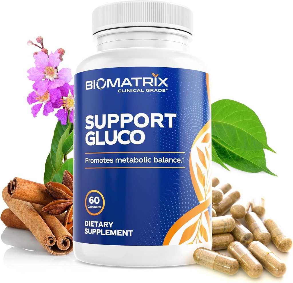 BioMatrix Metabolismo Suplemento para Hombres y Mujeres, Canela, Gymnema, Ácido Lipoico, Sulfato de Vanadilo, Picolinato de cromo, Melón de Bitter (60 cápsulas)