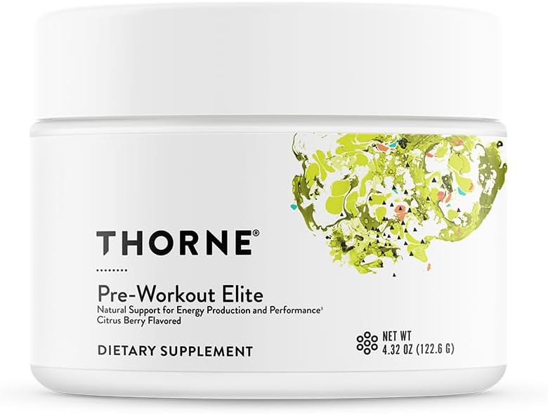 THORNE - Pre-Workout Elite - Apoyo Natural para la Producción y el Rendimiento de Energía* - Citrus Berry Flavored - NSF Certificado para el Deporte - 4.32 Oz - 24 Servimientos