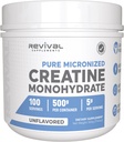 Revival Premium Micronized Creatine Monohydrate - HPLC Tested 100% Pure Grade - 500g (100 Servings) - Apoya Lean Muscle Growth - Maximum Absorption - Unflavored - Made in USA &amp; 3rd Party Lab Tested