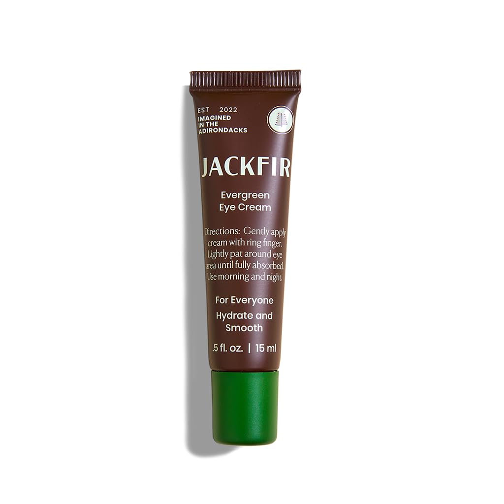 Jackfir The Evergreen Eye Cream, Natural Eye Cream for Men, Ayuda a reducir la aptitud y brillo bajo los ojos oscuros círculos, EWG Verified, Organic Ingredients, Para todos los tipos de piel, 0,5 Fl Oz