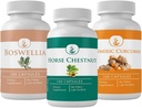 PURE ORIGINAL INGREDIENTES Cabaña, Boswellia y Turmeric Capsule Bundle, 100 cápsulas cada uno, siempre puro, sin aditivos ni artillerías