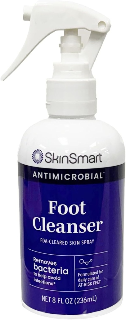 SkinSmart Daily Foot Cleanser for At-Risk Feet, Quita las bacterias para ayudar a evitar infecciones, 8 onzas Spray