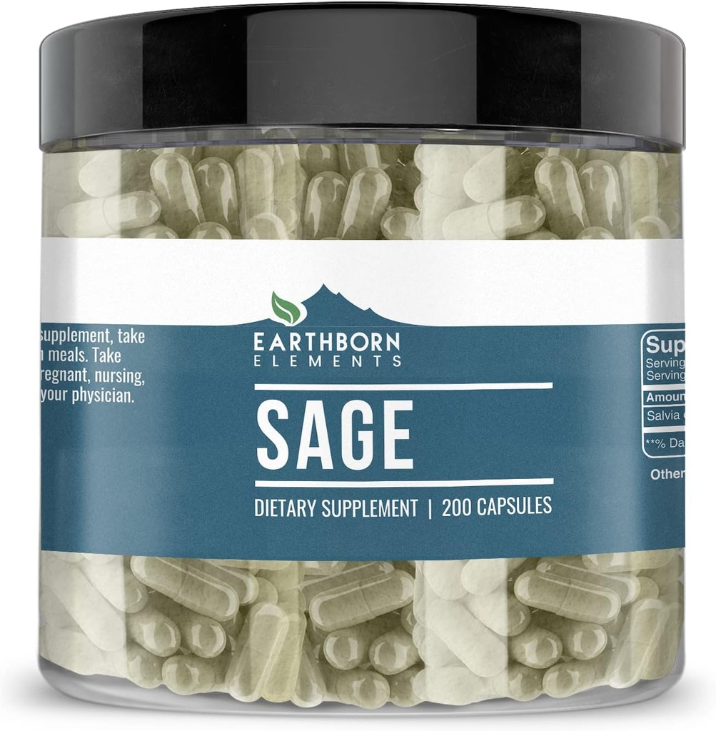 Elementos terrestres Sage 200 Capsules, Puro ' Undiluted, No Additives