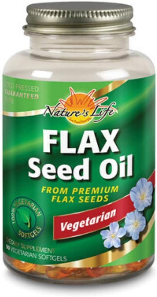 Vida de la naturaleza 100% Vegetariana Flax Seed Oil Softgels tención 90-Count