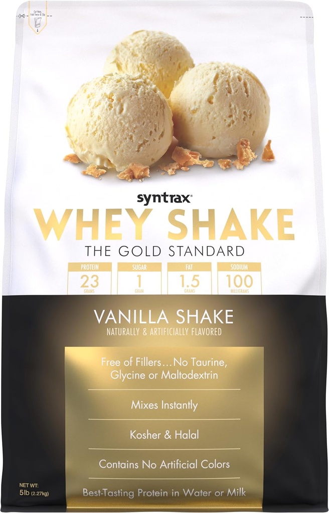 Sintrax Nutrition Whey Shake, Cold Filtrado " Undenatured Whey Protein Powder Blend, Vanilla Shake, 5 libras - con Reales Vanilla Bean Specks