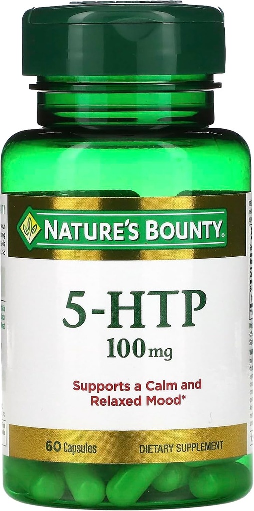 Rebote de 5 HTP de la naturaleza y suplemento dietético, soporta un Mood calmado y relajado, 100mg, 60 cápsulas
