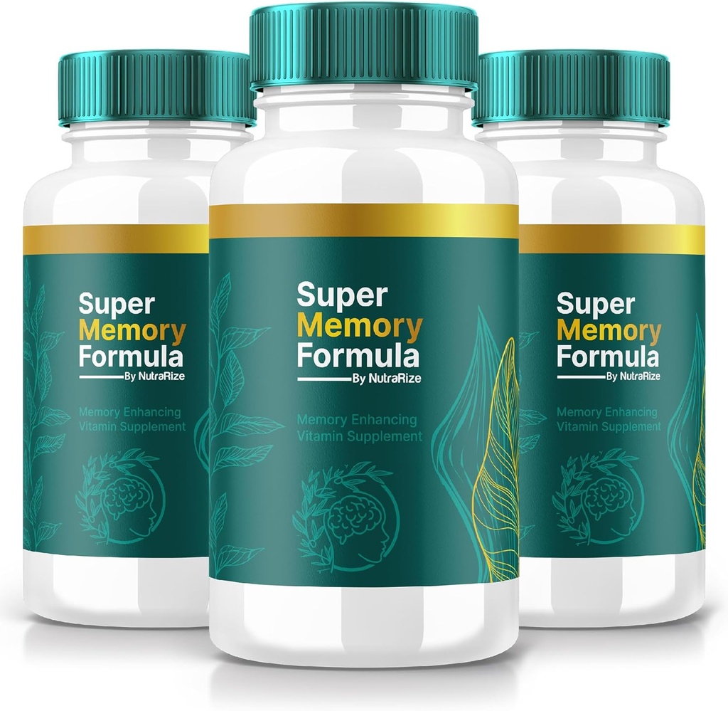 NutraRize (3 Pack) Super Memory Fórmula – Daily Support Capsules with a Balanced Blend for Focus, Alertness, and Everyday Sharpness  Just 2 Easy-to-Take Pills a Day (180 cápsulas)