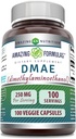 Fórmulas asombrosas DMAE Suplemento Silencio 250 Mg Silencio Veggie Capsules Silencio No-GMO Silencio Libre de gluten Silencio Made in USA (1 Pack, 100 Cuenta)