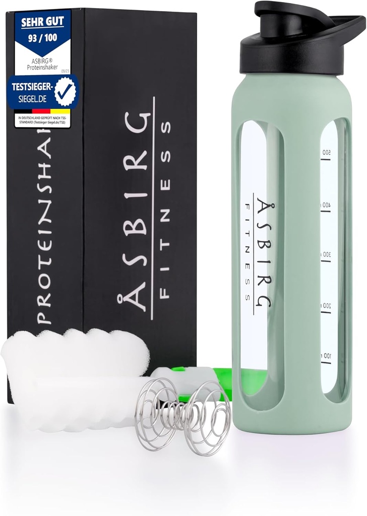 Bicicleta de agitador de proteínas 24 oz - BPA-libre, tapa impermeable, bola de mezcla de acero inoxidable " Silicone Sleeve – Agitador de gimnasia para sofocitos, Shakes " Pre-Workout – Pastel Green