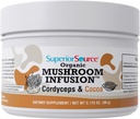 Infusión de hongos orgánicos de origen superior – Cordyceps " Cocoa, mayor energía, resistencia " , propiedades antienvejecimiento, salud cardíaca, potente apoyo inmunológico, 45 servicios, no transgénicos