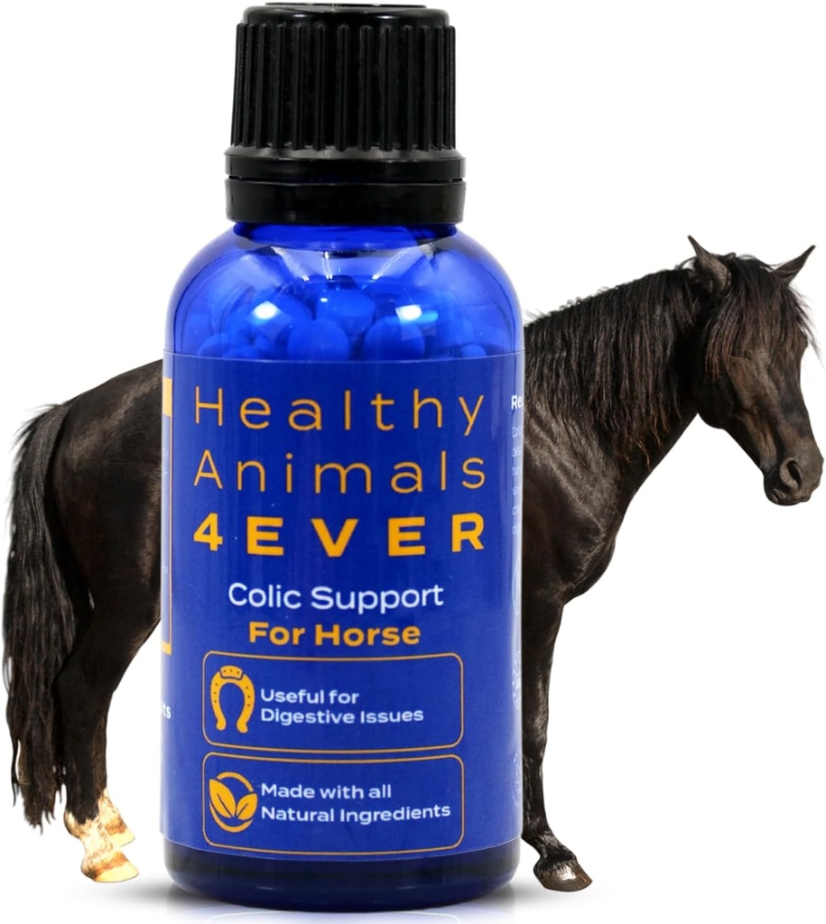 HA4E - Soporte para Colic de Caballo - Reduce los problemas del dolor abdominal - Suplemento homeopático natural de alta eficacia - 300 Cuadros