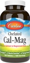 Carlson - Chelated Cal-Mag, 2:1 Calcium a Magnesium Ratio, Bone Support, Muscle Function & Energy Production, 180 Tablets