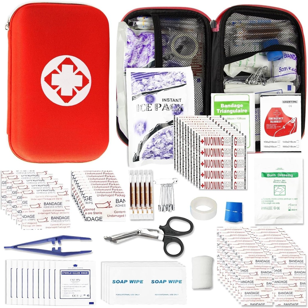 Kit de primeros auxilios para el hogar Esencial de primeros auxilios, 275 piezas kit de supervivencia Suministros de emergencia, Mini bolsa de engranaje con Esenciales básicos de primeros auxilios para casos de emergencia