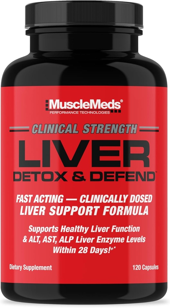 MuscleMeds Liver Detox " Defend, Cleanse, Repair Formula - Herbal Liver Support Supplement, NAC, Silymarin Milk Thistle, 60 Servings