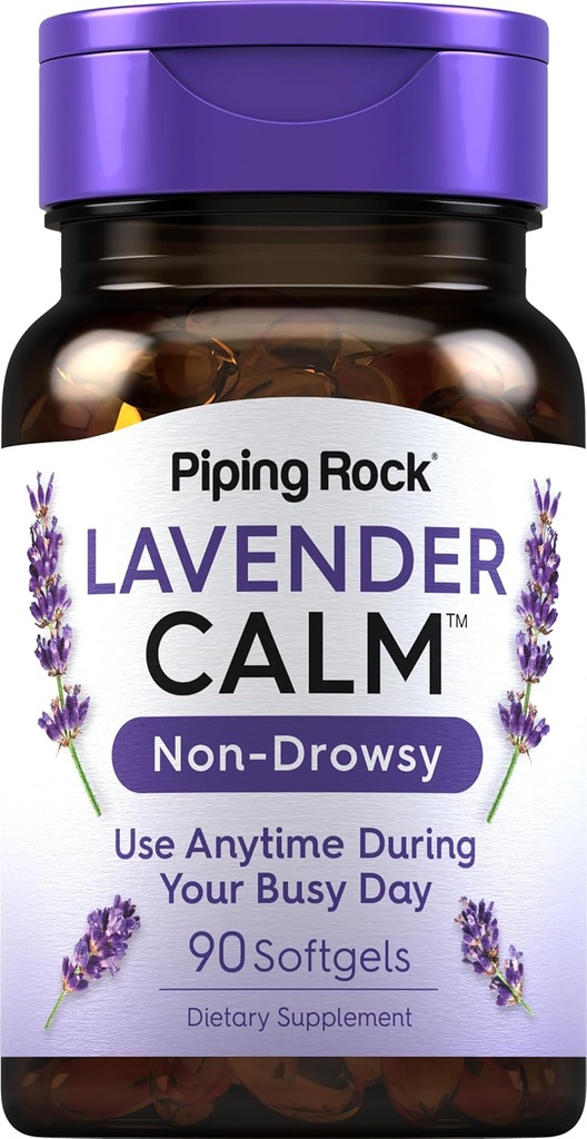Piping Rock Lavender Calm Pills 80mg | 90 Softgels | Non-Drowsy Supplement | Lavandula Angustifolia | Non GMO, Gluten Free