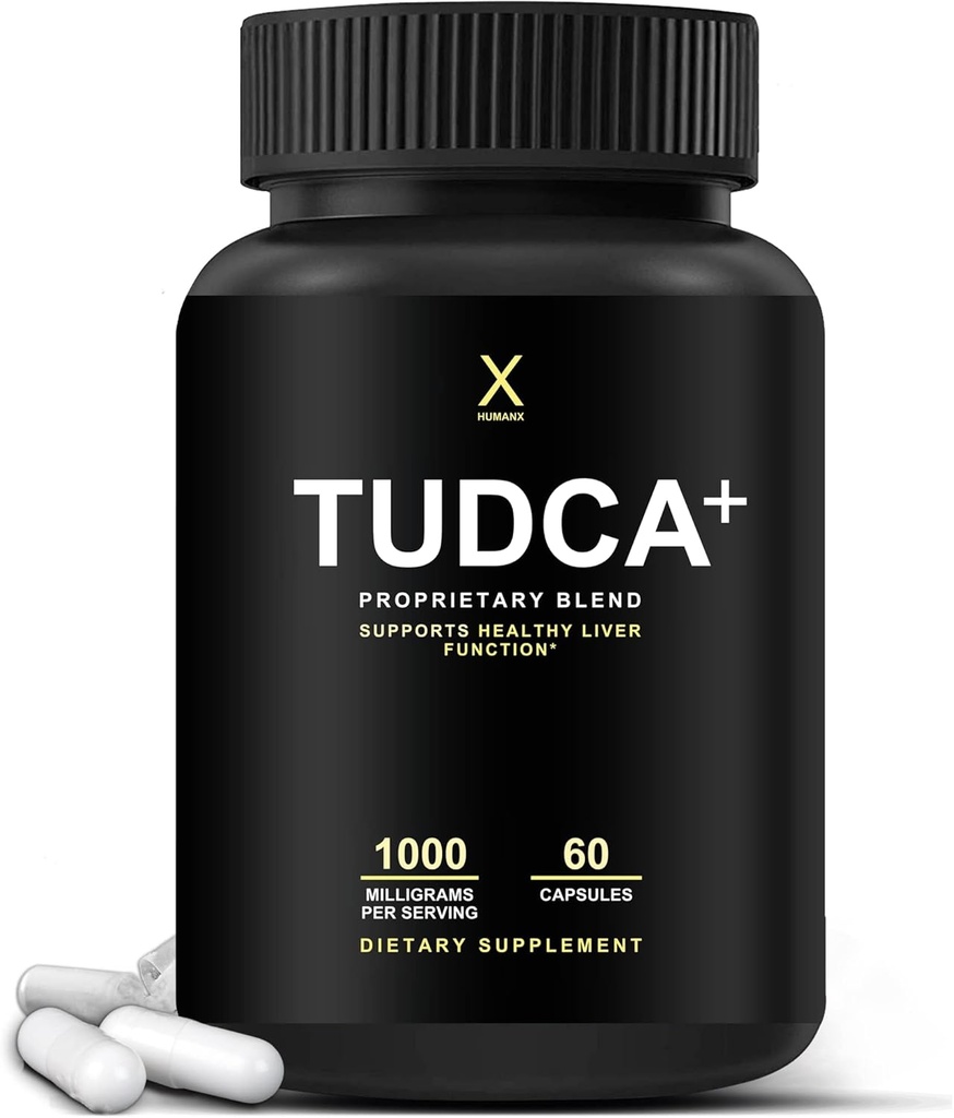 HUMANX TUDCA+ 1000mg Bile Salts Liver Support Supplement, Liver and Gallbladder Cleanse Supplement - Vegan, Non GMO - USA Made Easy to Swallow Capsules - Tauroursodeoxycholic Acid Suplementos