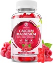 Calcio Magnesio Zinc Gummies con Vitamina D3, Azúcar Gummies de Calcio Libre para Mujeres Hombres, Raspberry Flavor - 60 Cuenta