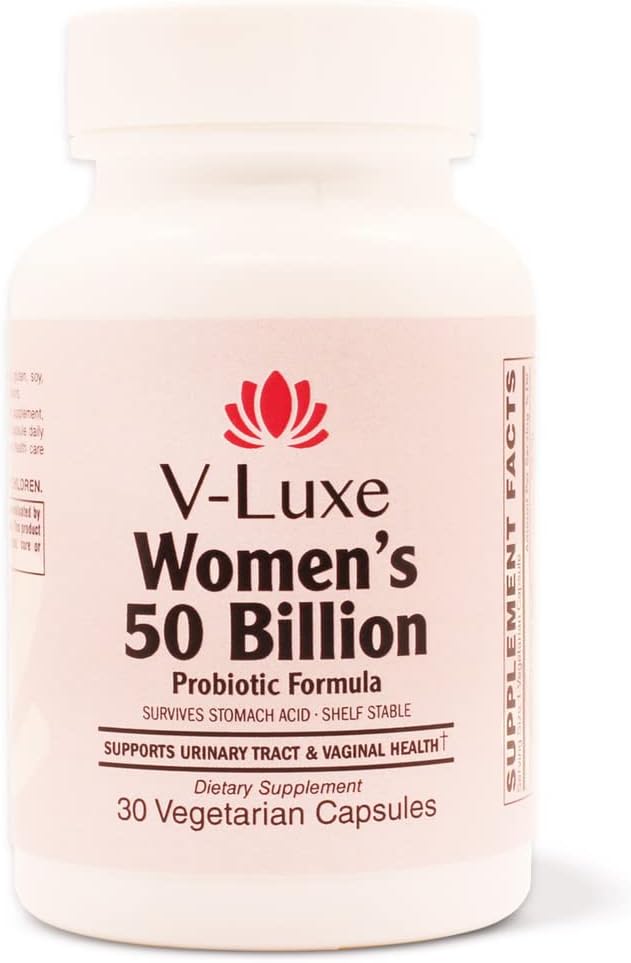 V-Luxe 50 Billion CFU Probióticos para Vaginosis Bacterial, Infecciones de Levadura, " UTIs respaldados por la Ciencia, Formulados para Mujeres, Remedio Natural para Balance pH " Prevent Recurring Infections  30 Day Supply