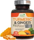 Curcumin Turmeric Suplemento 2600mg - con Ginger ecológico " Turmeric, 95% Curcuminoides, BioPerine Black Pepper for Best Absorption, Nature's Vegan Joint Support, Non-GMO, Bottled in USA - 240 cápsulas