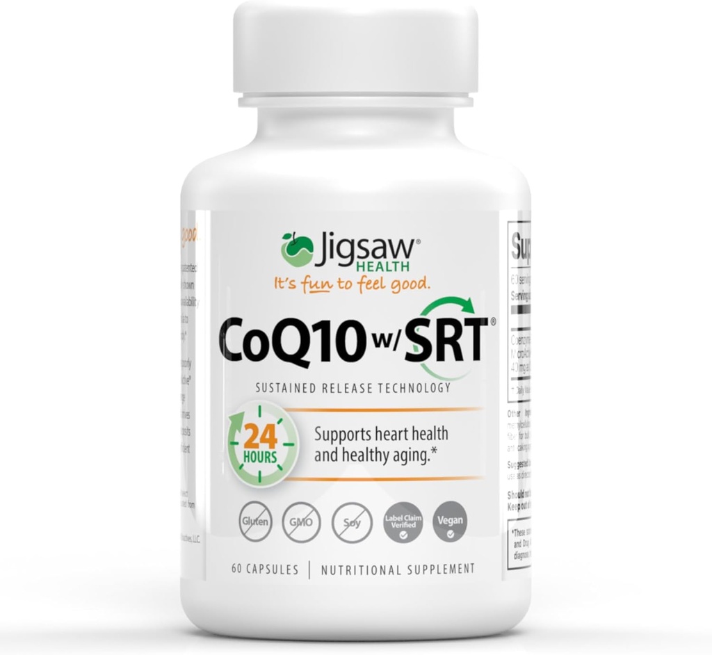 Jigsaw Health CoQ10 w/SRT  durable Heart Health Support Silencio with Sustained Release Technology