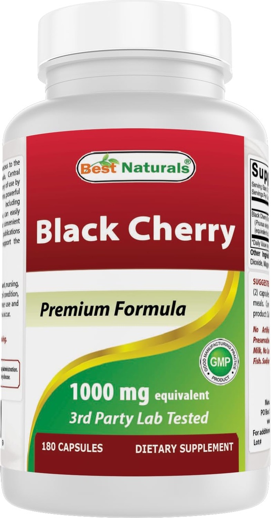 Mejores Naturales Cereza Negro 1000 Mg Capsule, 180 Conde