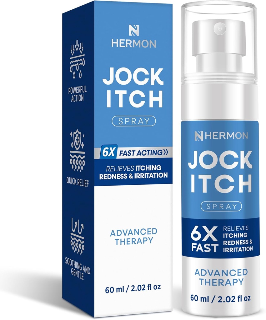 Hermon Jock Itch Spray for Hombre: Tratamiento potente para Jock Itch - Extra Strength Spray Liquid Proporciona calma - 2.02 Fl Oz (Pack of 1)