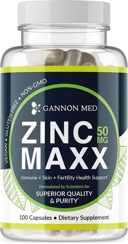 Zinc Maxx 100 Capsules, Zinc Gluconate Immune Booster para la salud reproductiva, cuidado de la piel, &amp; Immune Booster - 3+ Month Supply ¦ High Potency Immune Support Supplement for Men &amp; Women