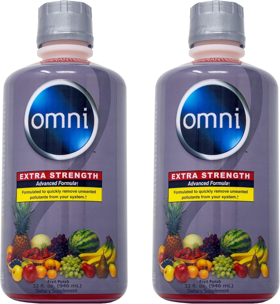 Wellgenix Omni Cleansing Drink, Extra Strength Body Detox, Herbal Cleanse Detox Liquid. Flush Your System, Fruit Punch Flavor, 32 Fl Oz, Premium Detox Support (2 Pack)