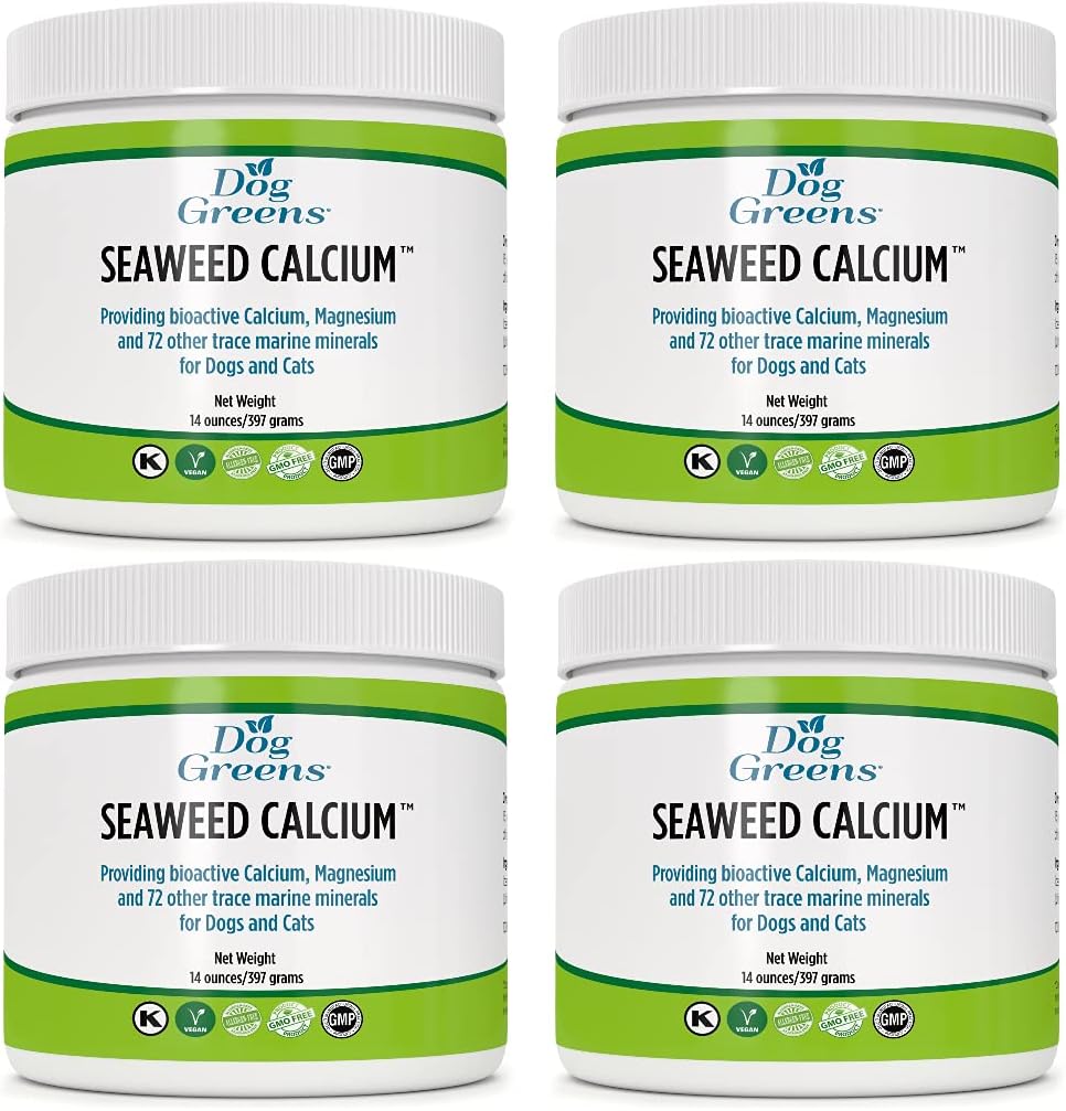 Calcio de algas marinas Suplemento mineral para perros y gatos, 14 oz - Antiguamente el mejor calcium de algas marinas de la naturaleza, mayor calidad que la carne de hueso o de huevo, calcio esencial para animales (4 Pack)