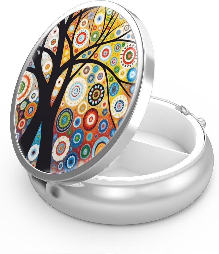 Caja de Píldora 3 Caja de Píldora pequeña,Portable para Pocket o Píldora de Píldora de Contenedor para mantener vitaminas, medicamentos, aceite de pescado y suplementos (Árbol Negro de Vida)