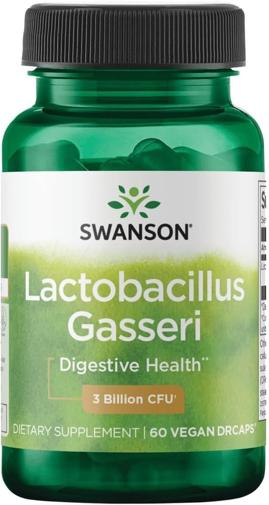 Swanson Lactobacillus Gasseri - Suplemento Probiótico Apoyo Salud Digestiva con 3 Billones CFU - Diseño-Release Satiety & Fat Metabolism Support - (60 Veggie Capsules)