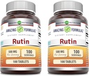 Amazing Formulas Rutin Supplement | 500 Mg | Tablets | Non-GMO | Gluten Free | Made in USA (2 Pack | 100 Count)