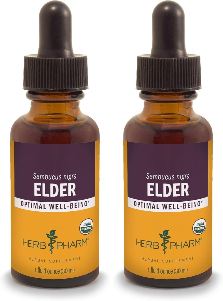 Herb Pharm Certified Organic Elder Liquid Extract - 1 Ounce (Pack of 2)