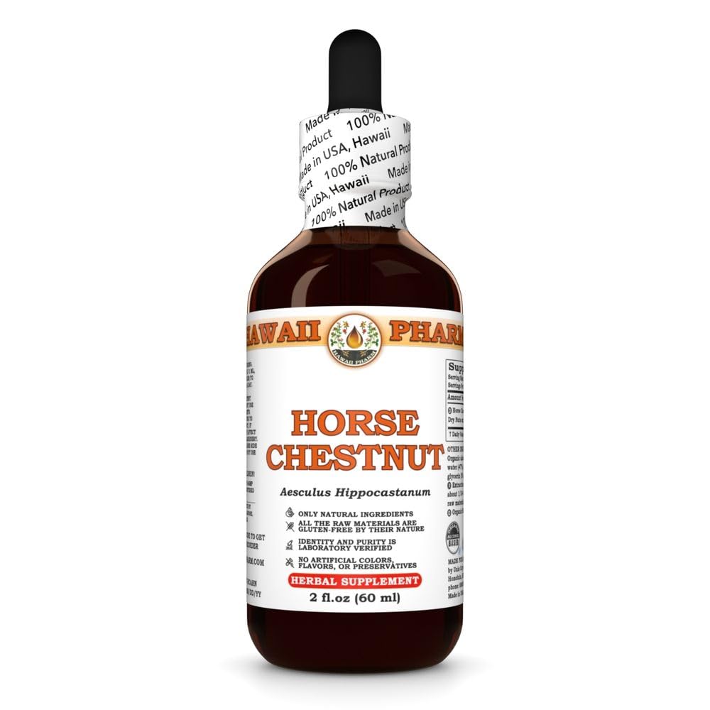 Castaña de Caballo (Aesculus Hippocastanum) Tintura de Nueces Secas, Hecho en Hawaii, Materias primas orgánicas, Todo Natural, Vegan, Extracto líquido puro - 2 fl.oz