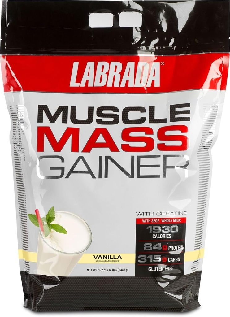 Gainer de masa muscular de Labrada, Vainilla, 12 libras