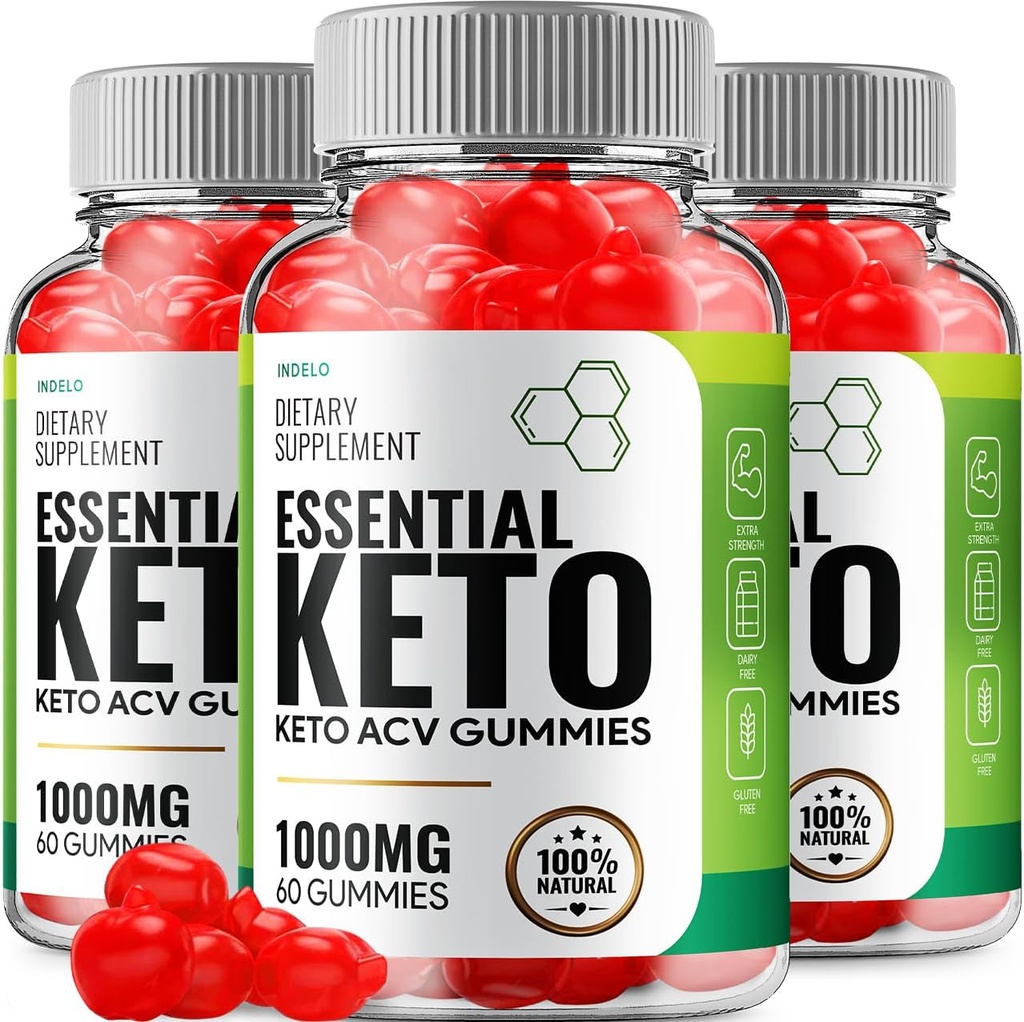 (3 Pack) Esencial Keto ACV Gummies - Advanced Formula Essential Keto + ACV Weight Management Gummies Apple Sider Vinegar Keto Essential Suplemento dietético Opiniones Vitamina B12 B6 (180 Gummies)