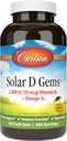 Carlson - Solar D Gems, Vitamina D3 y Omega-3 Suplemento, 2000 UI (50 mcg) Vitamina D3, 115 mg Omega-3s EPA y DHA Suplemento, Wild Caught, Sustentably Sourced, Lemon, 360 Softgels