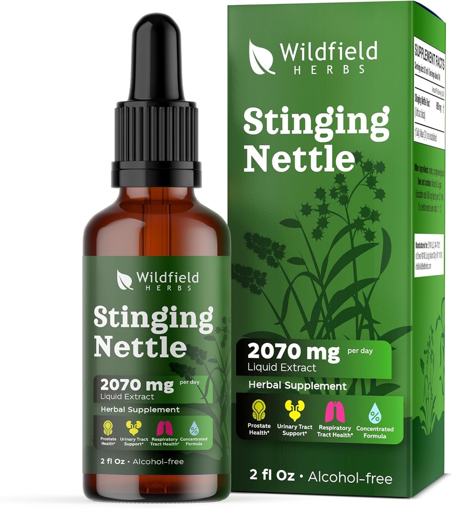 Extracto de rebote de nettle 2000mg (Urtica dioica L.) Suplemento de hierbas Absorbs Better Than Capsules, 1 Mes de suministro, 84 Servimientos, Tintura libre de alcohol - 2 Oz, Pack de 1