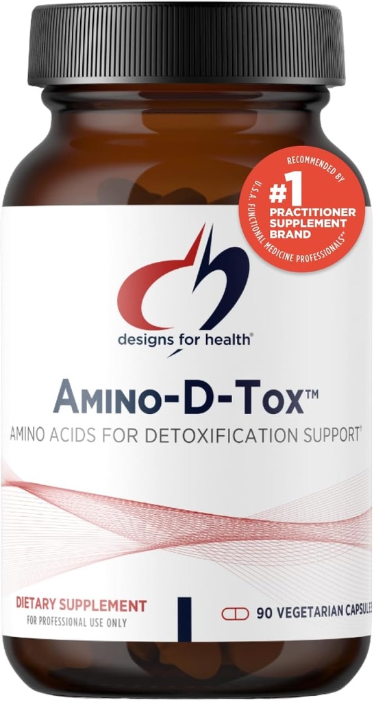 Diseños para la salud Amino-D-Tox - Amino Acid Detox + Soporte para la limpieza del hígado - Suplemento Blend con Glicina, Calcio D Glucarate, NAC + Más - Non-GMO (90 cápsulas)