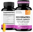 Sandhu's Resveratrol with Berberine for Gut Health ← Suplemento Digestivo para Mujeres &amp; Hombres Silencio Green Tea, Star Anise, DGL, Grape Seed Extract " Quercetin TEN Eases Bloating TEN 60 Capsules (Pack of 1)