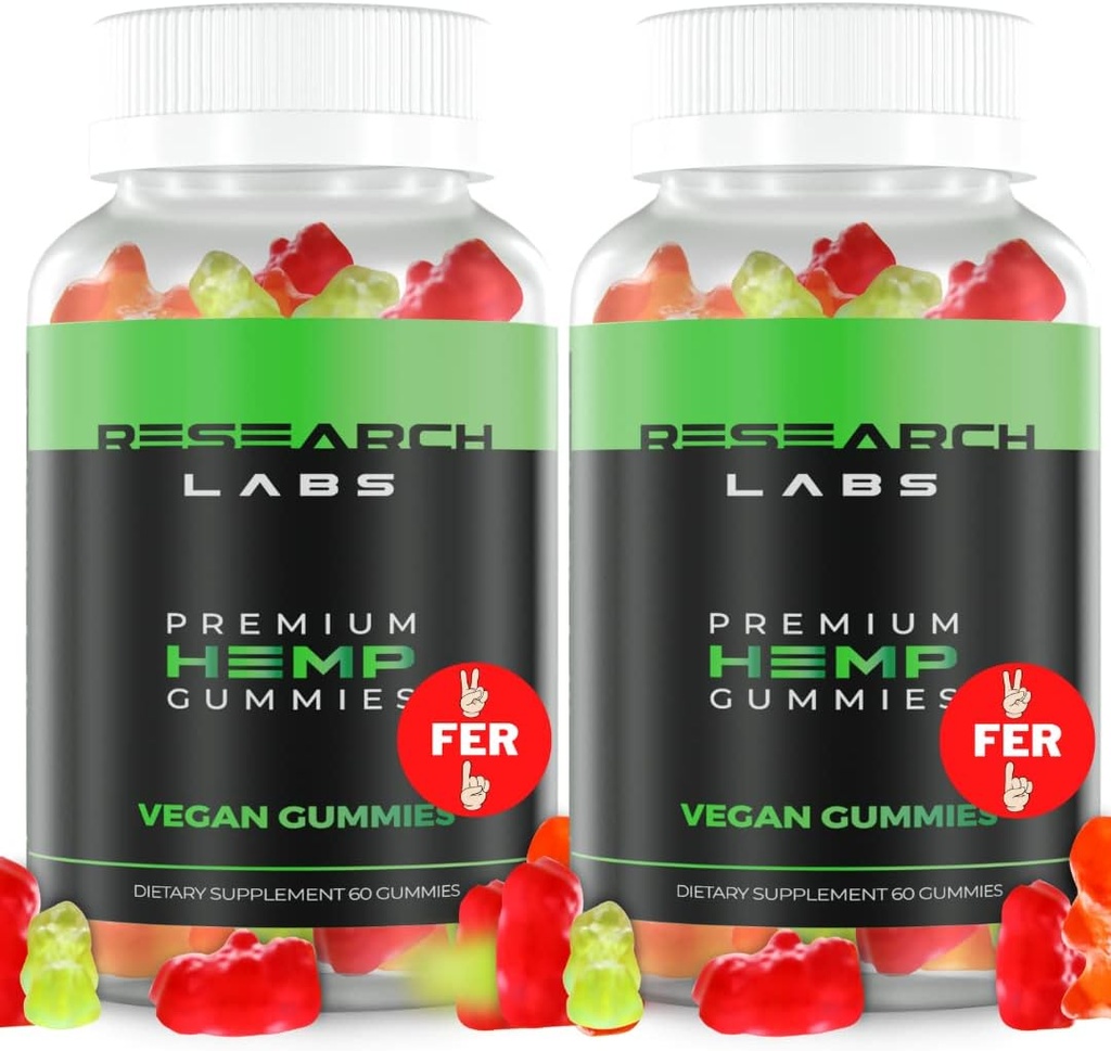 Laboratorios de investigación - Premium Hemp Gummies 120 Conde, 2 Fer 1 Ad. Formula avanzada con 500.000 Extract Blend. Natural - ayuda a dolores corporales, preocupación " para sentirse tranquilo