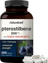 Pterostilbeno con 98% Trans-Resveratrol, 200mg Por Serving, 200 Capsules Ø Naturalmente Fuentedo de Blueberries Wild – Suplemento Antioxidante para Apoyo al Envejecimiento Saludable – Non-GMO