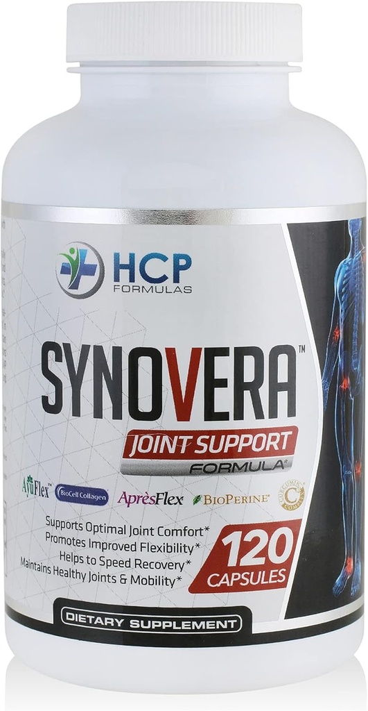 Synovera - Complejo de Soporte Conjunto con Extracto Turmérico &amp; Collagen - Movilidad & Flexibilidad - Juntas Saludables, Tendon, Ligamento y Tisular Sinovial - Suplemento dietético - 120 Caps