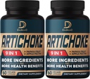 Artichoke Extract Capsules 6650mg 4-Month Supply - Asistencia Digestión, Immune Health & Body Balance - Combinado 9 Herbs Papaya, Apple Pectin, Ginger &amp; Más - Non-GMO 2 Packs 60 cápsulas