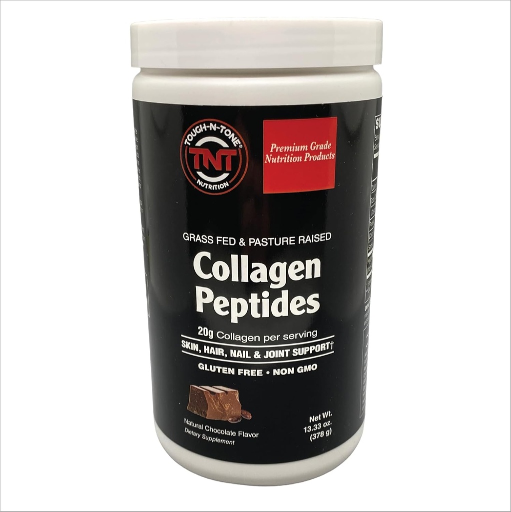 TOUGH-N-TONE Collagen Peptides Powder – Chocolate Flavor – 20g Hydrolyzed Type I & III Grass-Fed Bovine Collagen – Non-GMO, Gluten-Free, Dairy-Free, Soy-Free